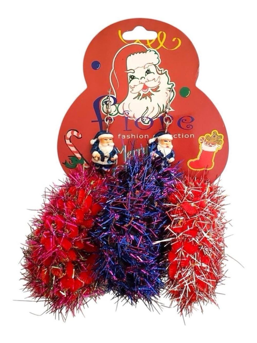 Christmas Santa Clause earrings & tinsel scrunchie set.